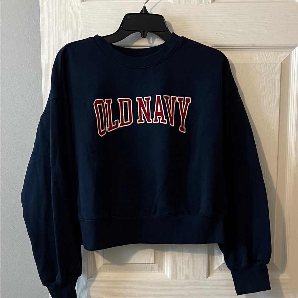 Old Navy Women's Navy Blue Cropped Sweatshirt